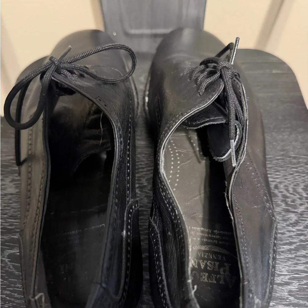 Alfeo Pisani Venezia Black Italian Leather Oxford Dress Shoes 9.5